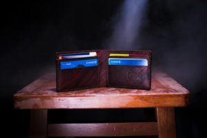 bank cards in a wallet